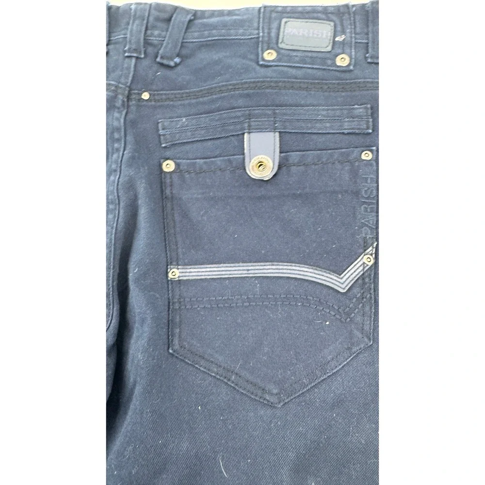 Parish Nation Jeans Mens 42 Navy Blue Distressed Patch Streetwear Denim Pants
